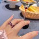 小红书韩国个性玫红丝带满钻夸张宝石立体蝴蝶结食指戒指环显手白