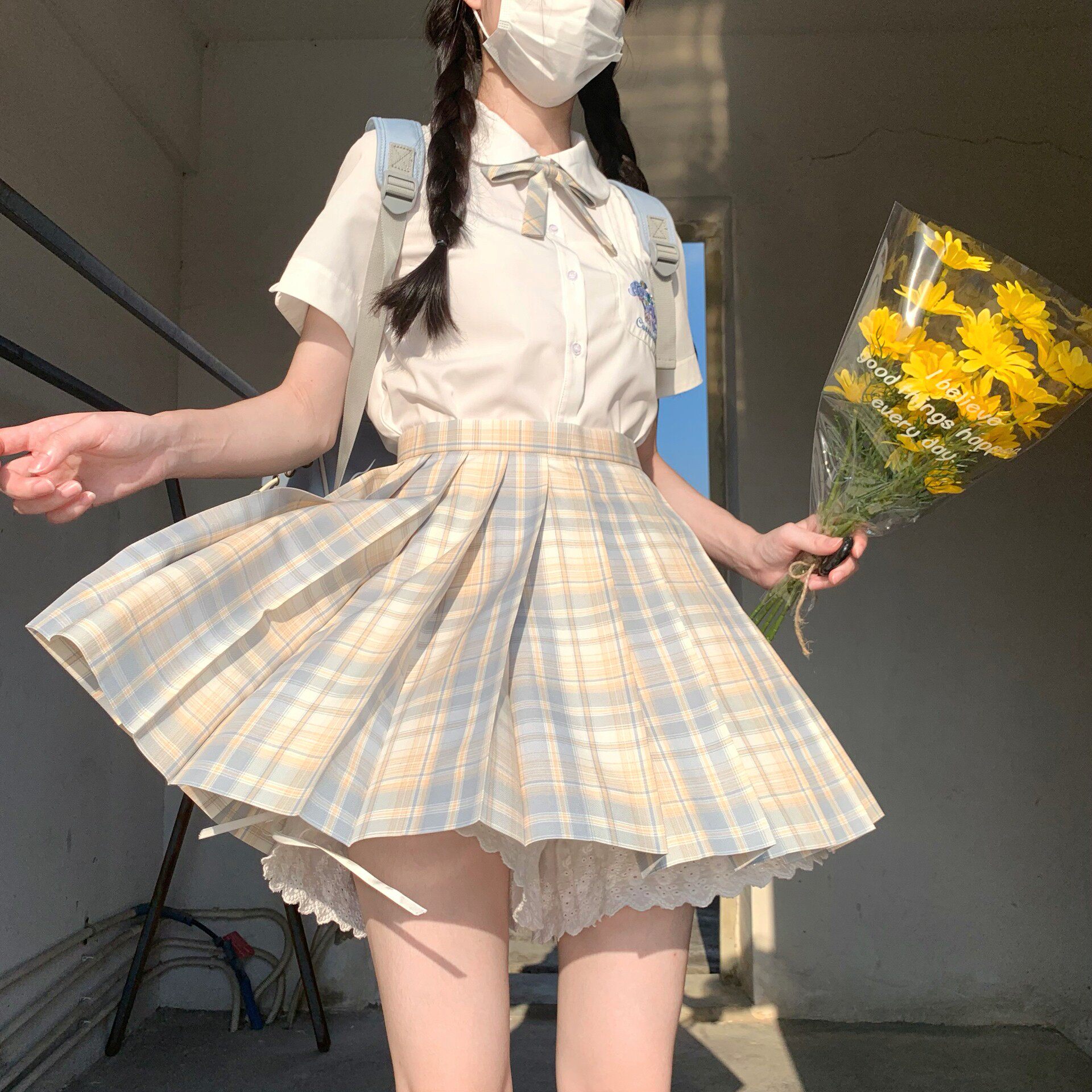 jk格裙制服裙短裙子正版百褶裙少女夏季柠檬海盐全套装原创学院风