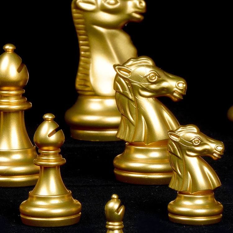 ub友邦国际象棋黑白金银色散装单独棋子备用子 磁性棋子双王后