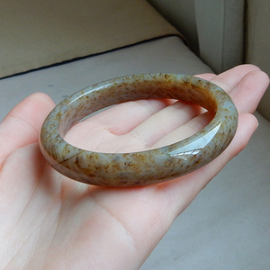 7克天然和田玉手镯56mm俄罗斯俄料糖玉麻糖特色女士玉手镯子