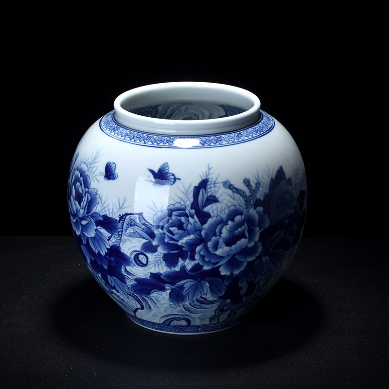 青花国色天香瓷坛 江西省景德镇陶瓷艺术家 徐老师作品