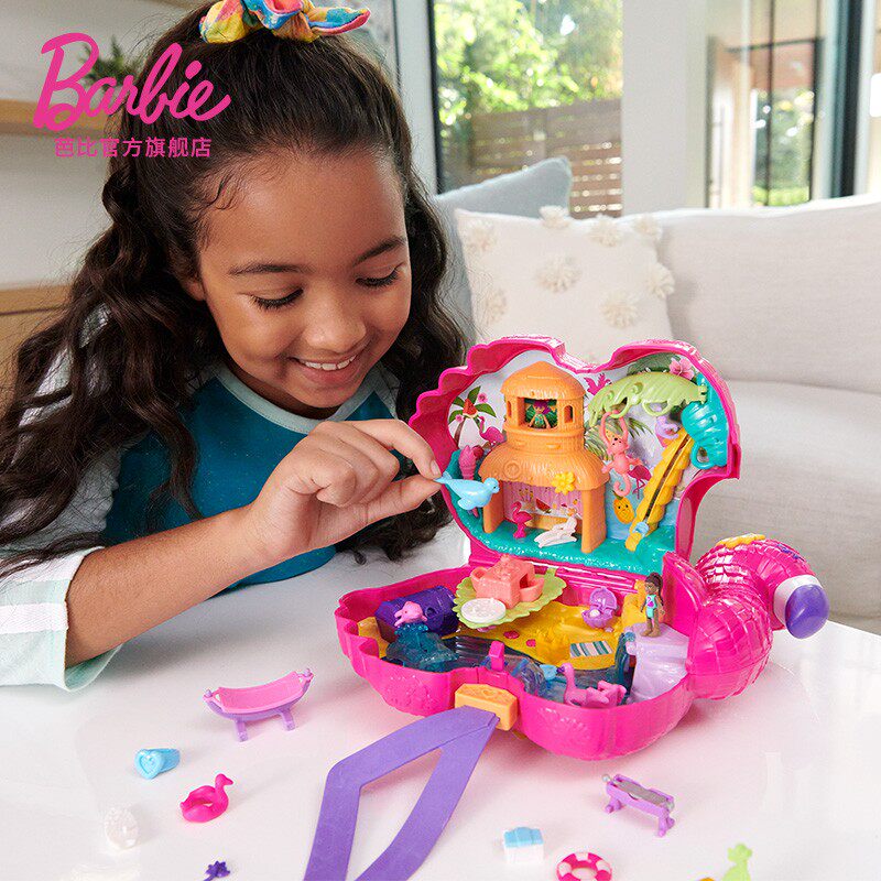 87美泰pollypocket迷你波莉娃娃过家家女孩玩具火烈鸟派对hgc40已售0