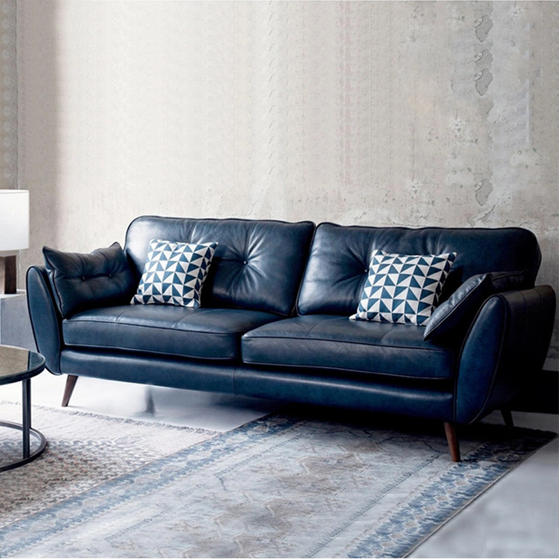 北欧现代简约双人三人皮沙发小户型经济型客厅办公室pu皮沙发整装