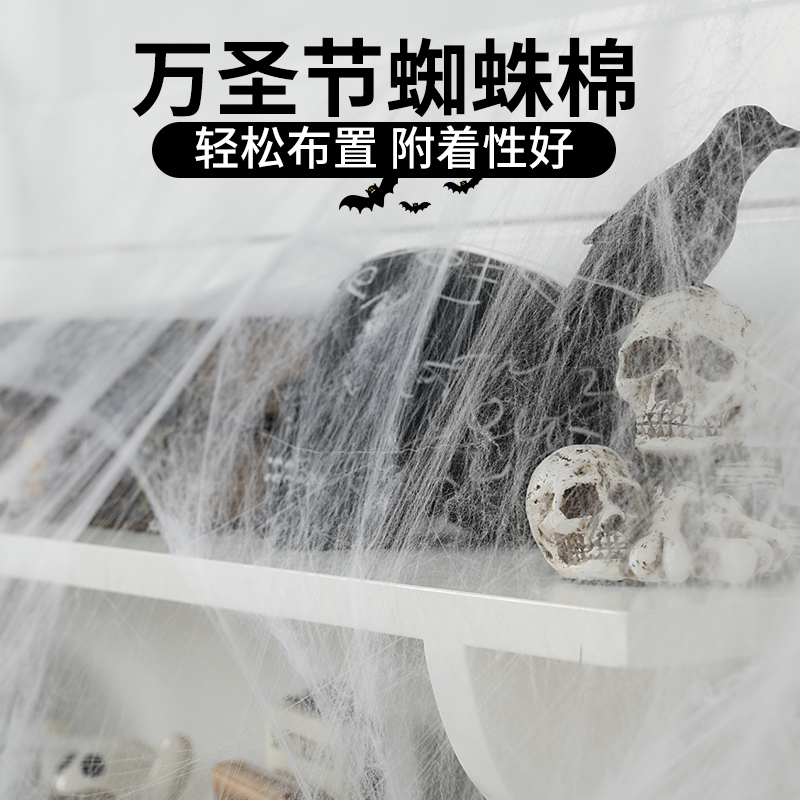 万圣节装饰品道具假蜘蛛网棉恐怖鬼屋密室场景布置酒吧仿真蜘蛛丝