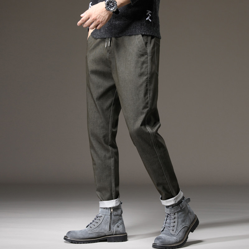 秋冬季潮牌工装牛仔裤男直筒宽松配马丁靴的裤子男士冬天休闲长裤