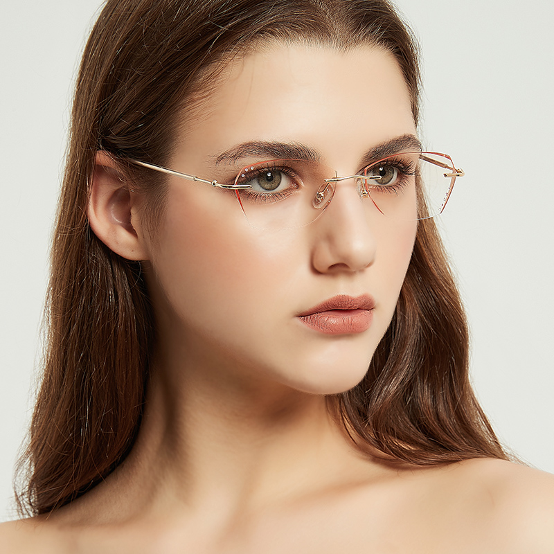 近视眼镜女超轻无框眼镜网红大脸有度数眼镜架眼睛配成品眼镜近视