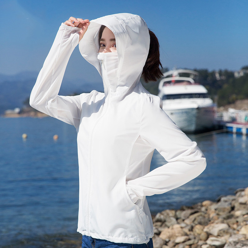 夏季超薄防晒衣女士防紫外线透气运动户外皮肤衣防风衣沙滩服外套