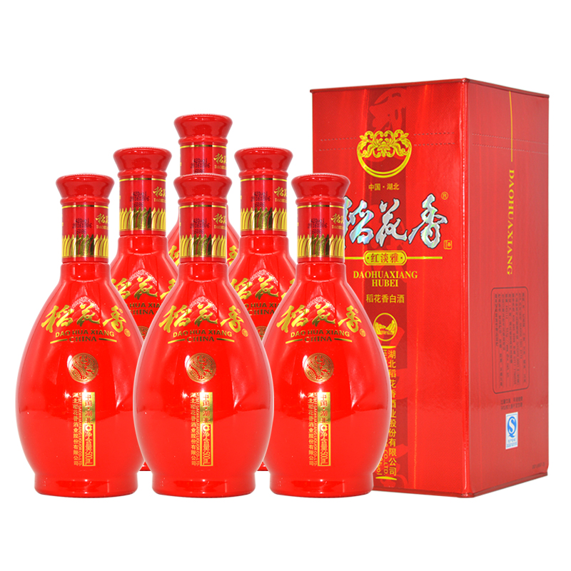 湖北稻花香酒红淡雅42度白酒整箱6瓶礼盒装五粮工艺2016年老陈酒
