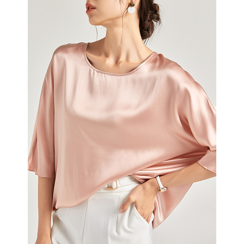 真丝中袖上衣女