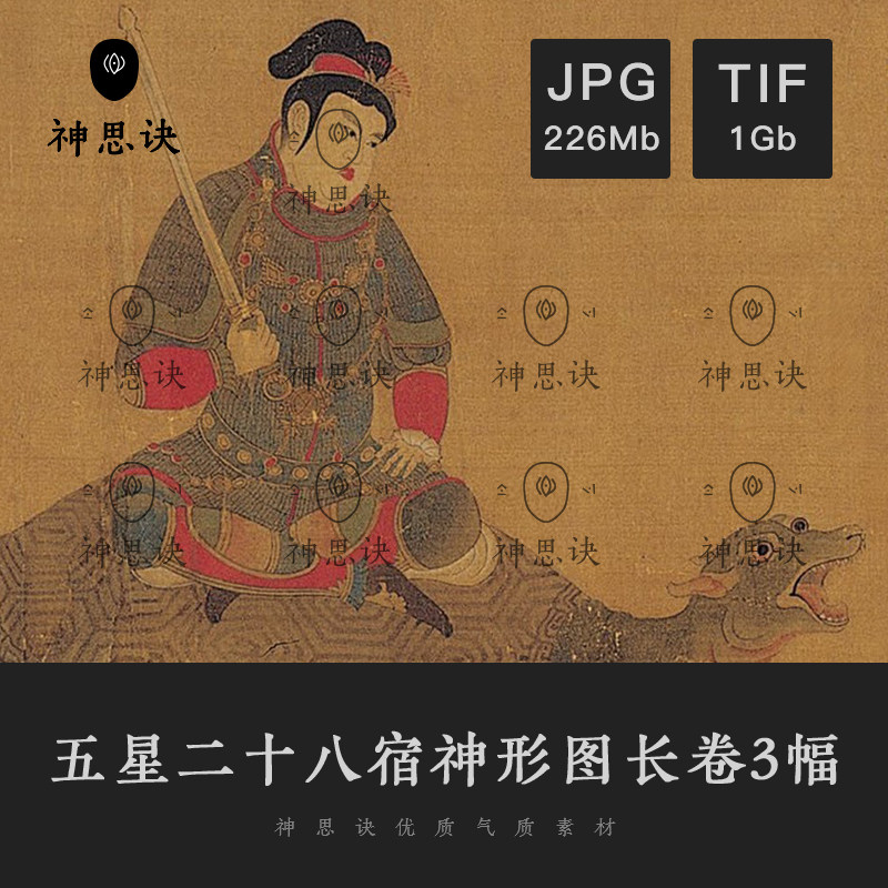 五星二十八宿神形图长卷古绘绘画神仙梁令赞仇英设计素材