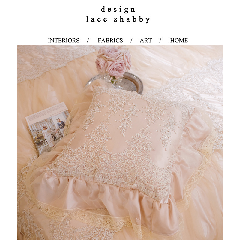 LACESHABBY新款法式复古轻奢风格立体绣花蕾丝婚庆家纺靠垫靠枕