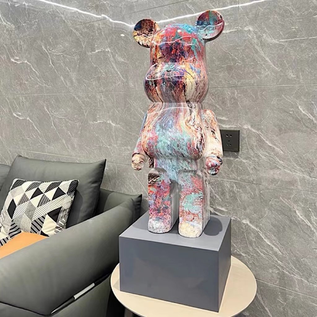 创意网红卡通大熊存钱罐炫彩暴力熊大摆件轻奢落地客厅装饰摆件