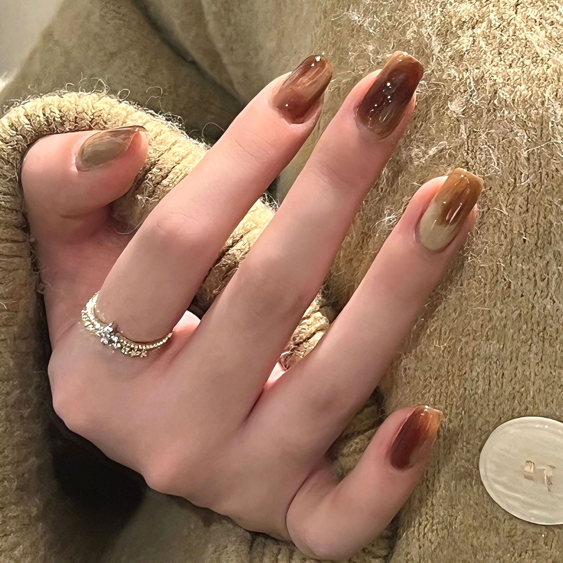 手工穿戴甲秋冬高级氛围感摩卡咖啡美甲贴片新款棕咖色系指甲显白