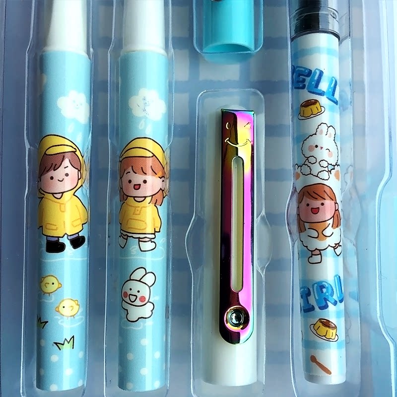 正翔盒装钢笔小学生包尖女孩可爱正姿走珠笔可擦替换墨囊礼品文具