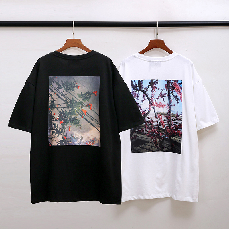 fear of god essentials 植物花卉直喷印花fog高街宽松短袖t恤潮
