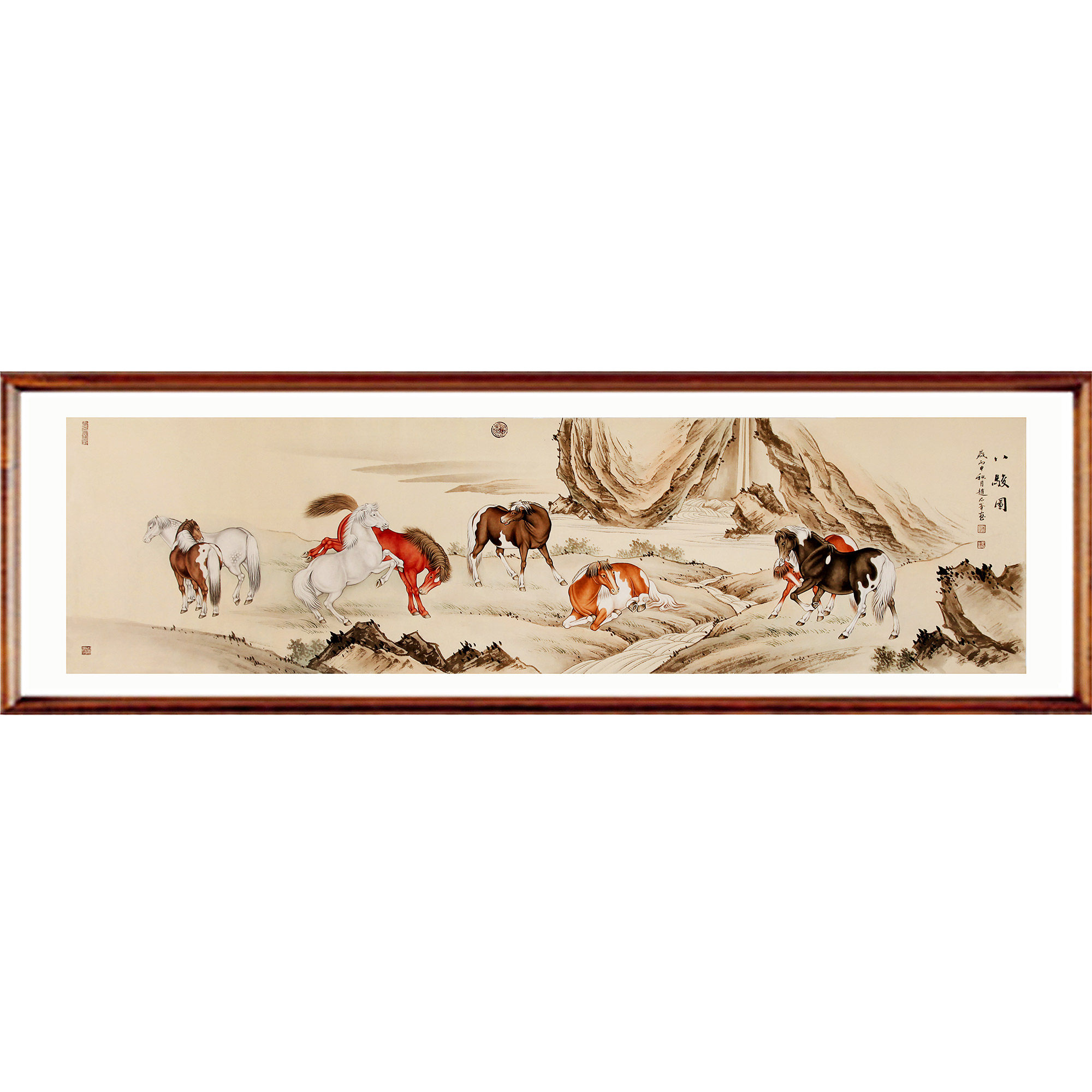 赵君峰 收藏级精品1.73米《八骏图》河北美协会员(附合影)