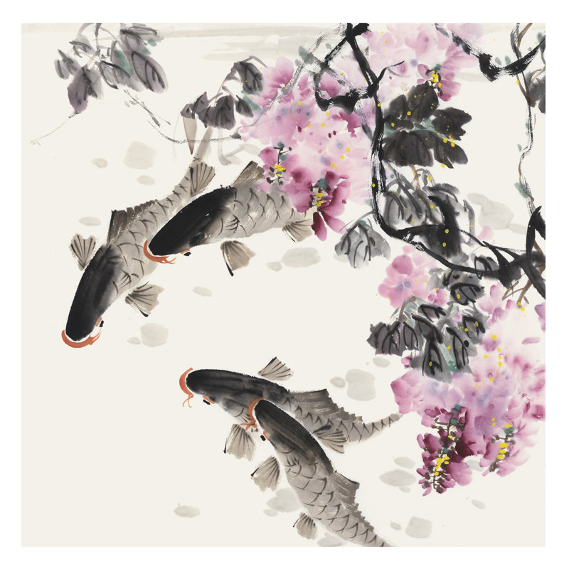 徐然1.8米《吉庆有余》有画家与作品合影