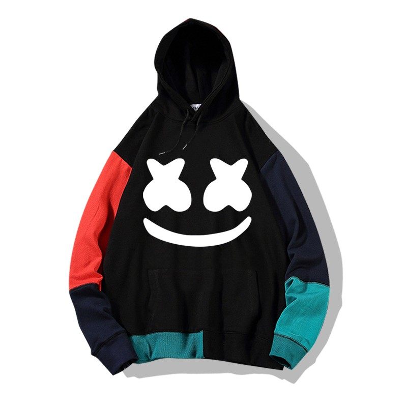 dj电音棉花糖marshmello周边印花潮牌秋冬连帽套头拼色卫衣帽衫