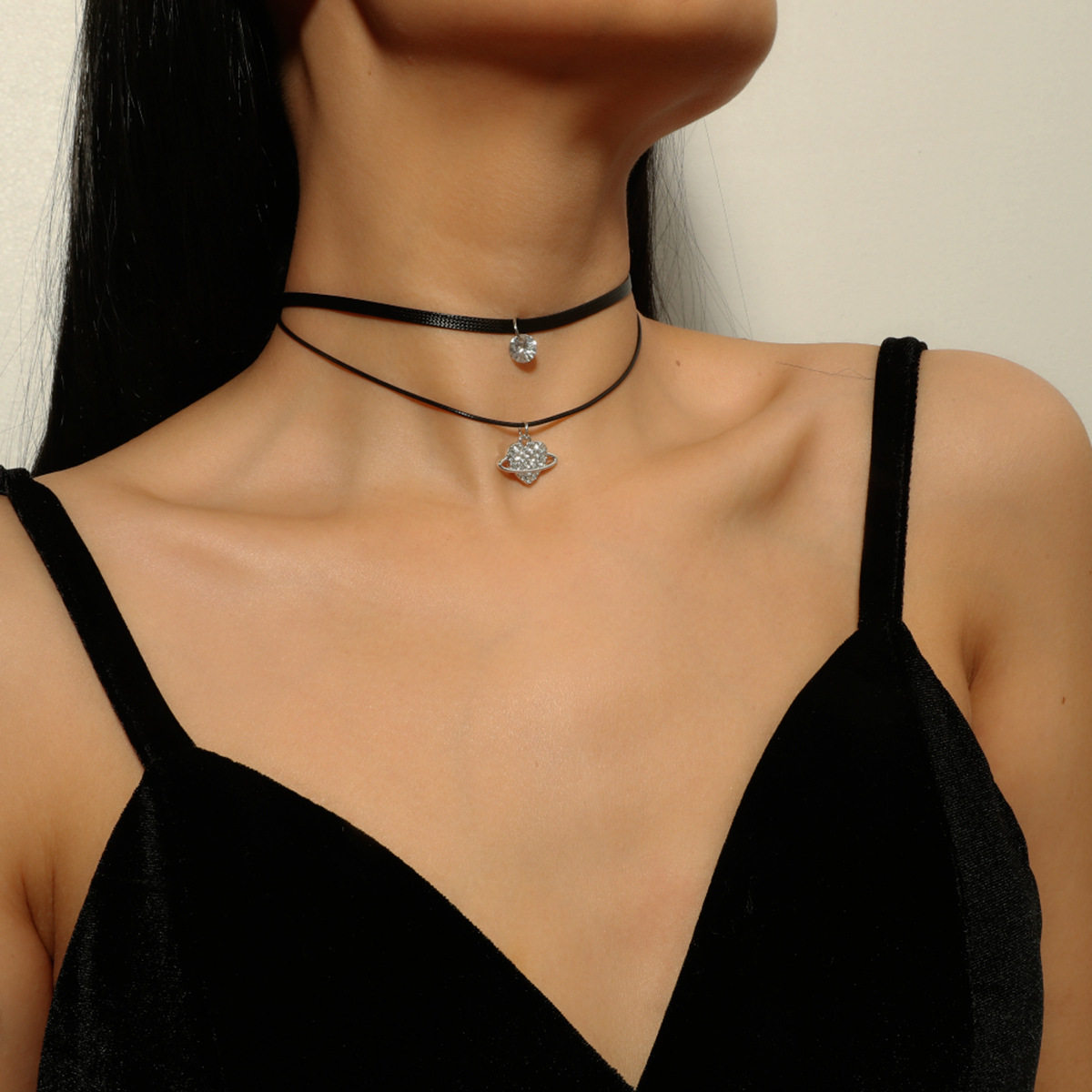 韩国东大门同款项圈爱心颈链颈带女双层锁骨链简约网红项链饰品