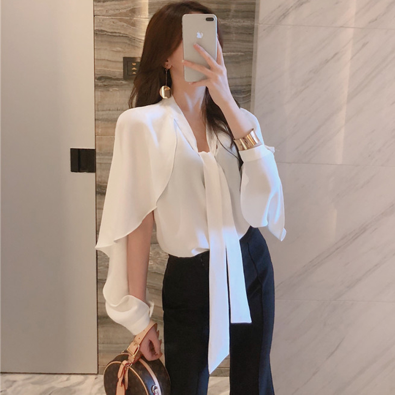 First coat of autumn 2019 new pattern Korean Edition Arm Shawl temperament shirt Sense of design A small minority Long sleeve shirtin the Women's clothing/Boutique , Shirt category - from Buy2taobao.com to provide professional Taobao agent buy service