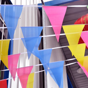 三角彩旗串旗80米节日装饰刀旗中号庆典婚庆彩色小吊旗子小号60米