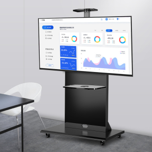 电视机落地可移动支架一体机带轮实木推车适用小米海信TCL55/65寸