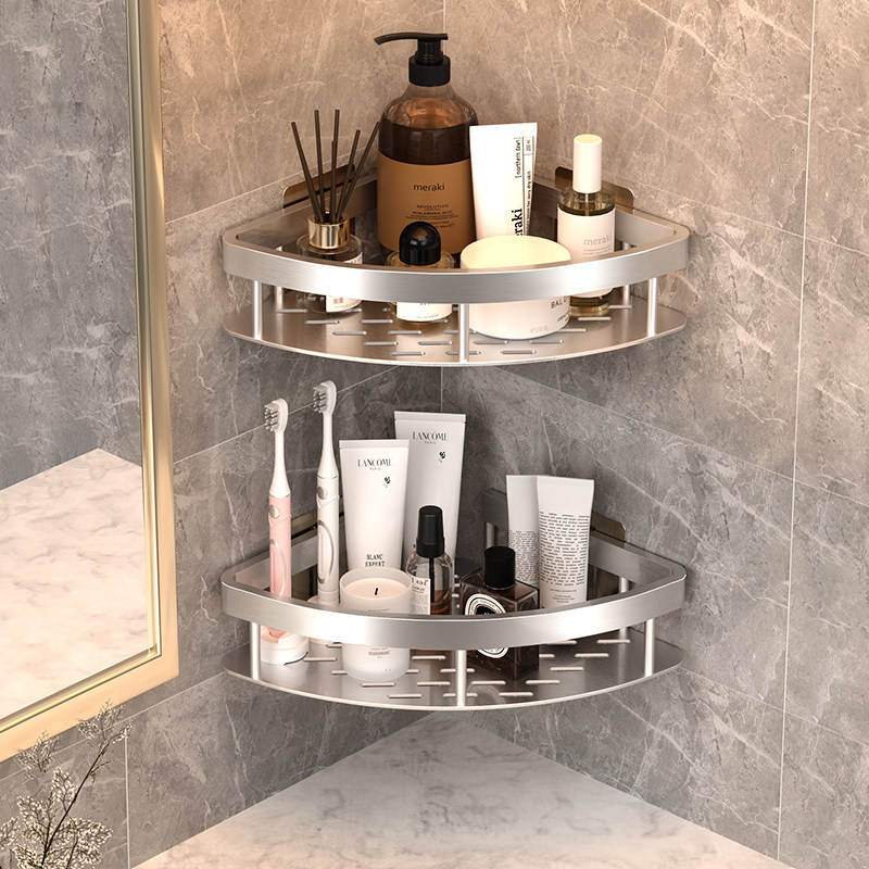 免打孔卫生间浴室置物架厕所卫浴洗手洗漱台三角架子沐浴露壁挂式