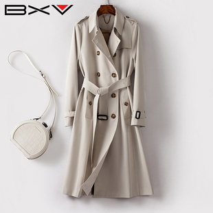 BXV风衣女中长款2023年秋季新款英伦风外套小个子大衣经典高级感