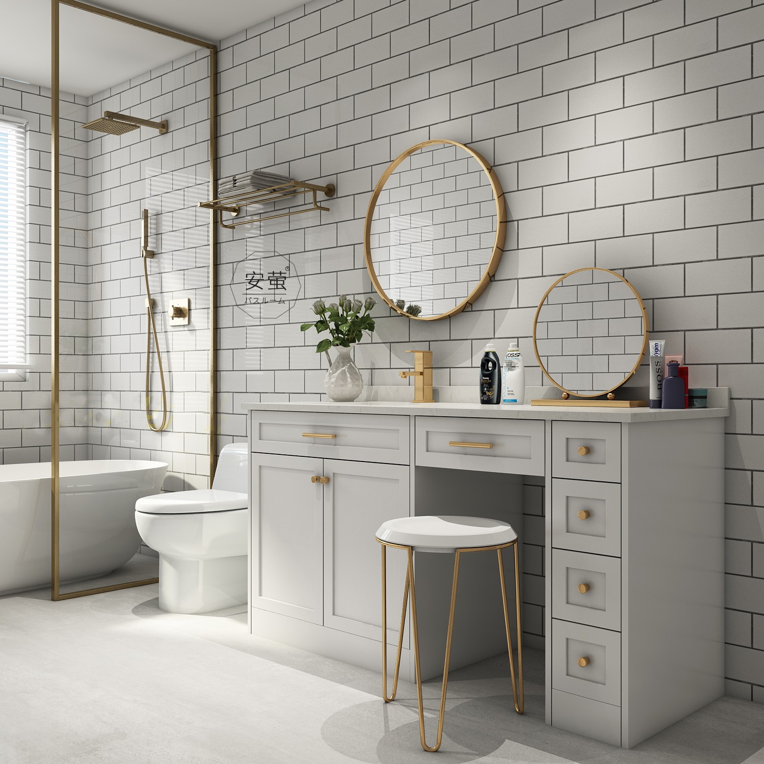 梳妆台浴室柜一体洗手洗脸面盆组合北欧风格ins轻奢卫生间洗漱台