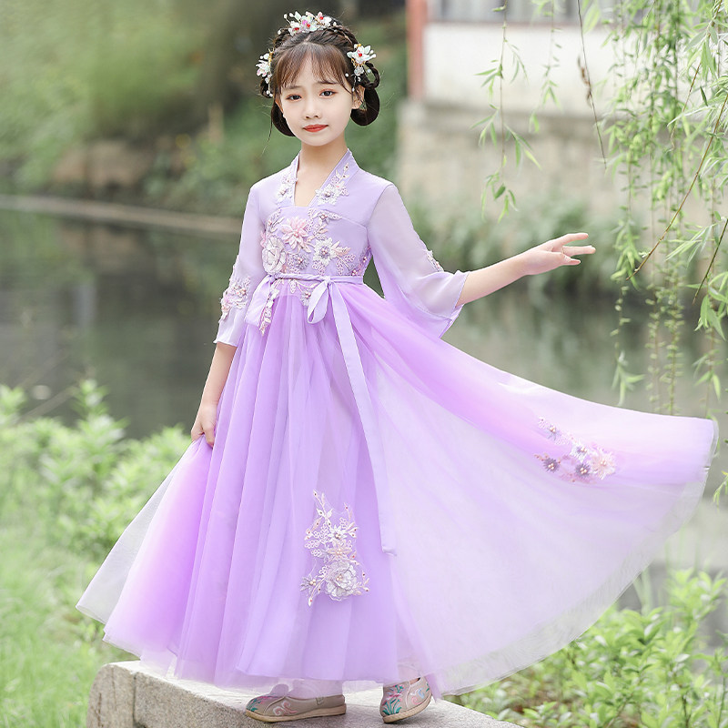 女童汉服春秋儿童古装超仙夏装中国风民族唐装襦裙夏小女孩连衣裙
