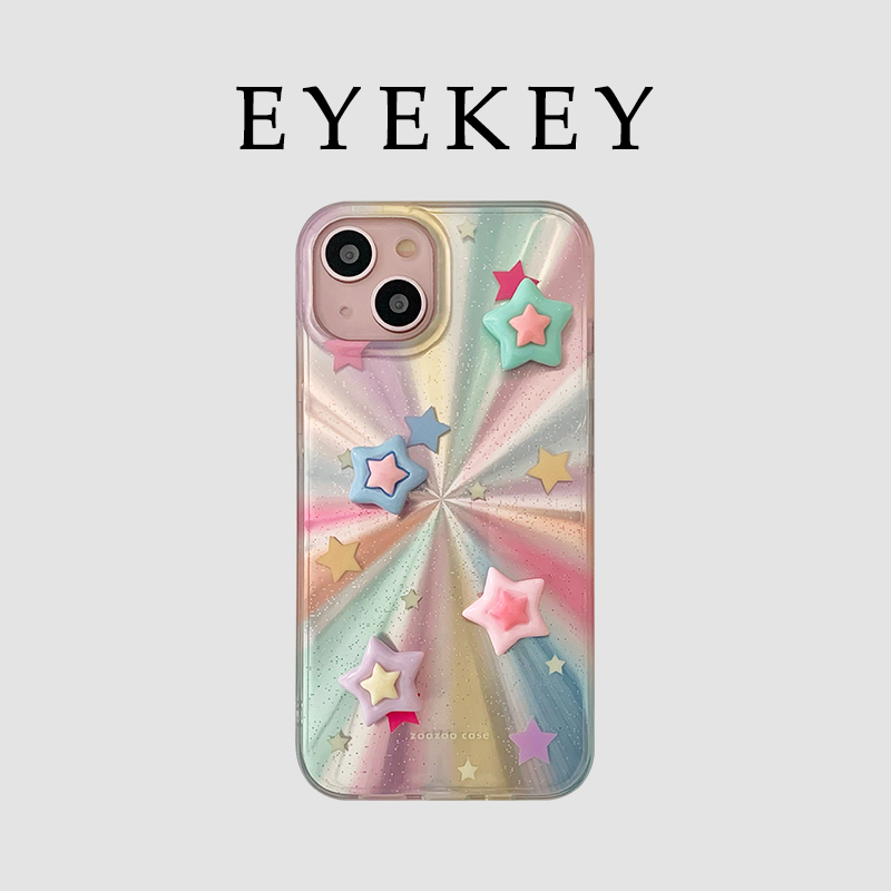 eyekey适用ins立体彩色星星iPhone15promax苹果13手机壳12pro极简max韩风iphone14女款11全包plus防摔保护套
