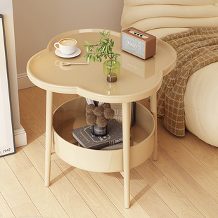 创意边几现代简约沙发小茶几边柜奶油风客厅可移动置物架小圆桌子