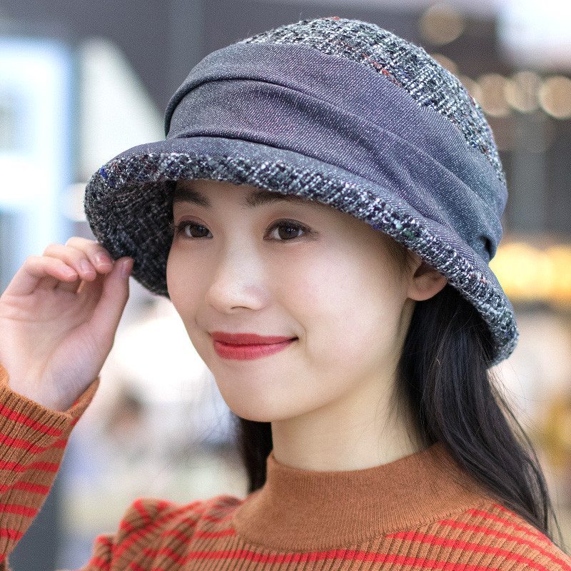 中老年帽子女春秋韩版休闲百搭可折叠薄款盆帽渔夫帽春天卷边布帽