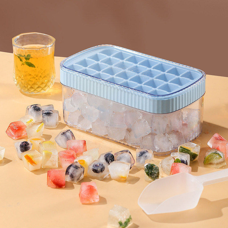 冰块模具制作冻冰块储存盒冰格家用冰箱带盖硅胶储冰制冰盒神器