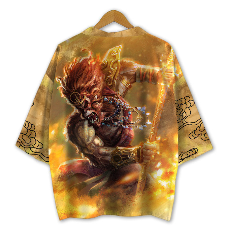 齐天大圣孙悟空中国风国潮印花汉服海边度假青年男女防晒披风斗篷