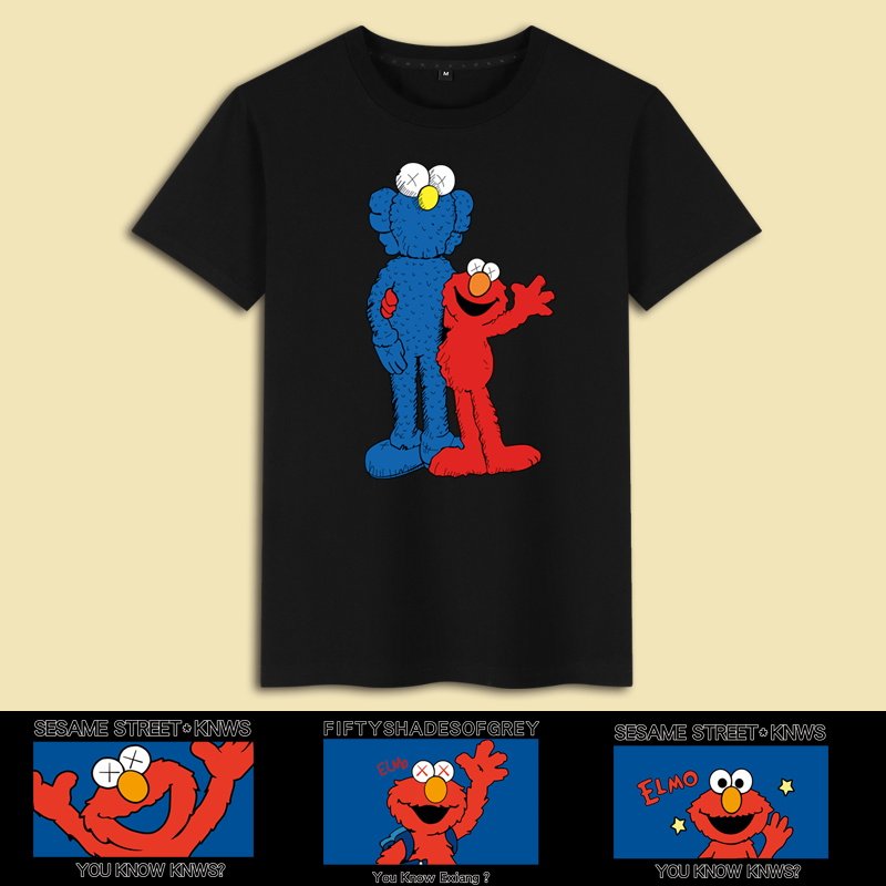 芝麻街t恤kaws短袖