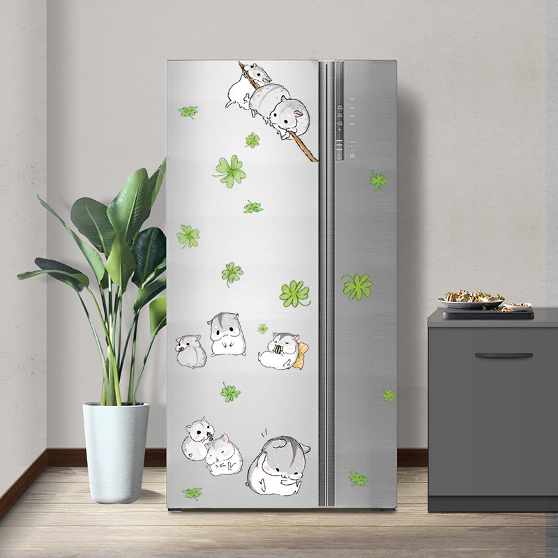 冰箱贴纸贴膜翻新贴卡通贴画北欧风双开门自粘装饰画个性创意墙贴