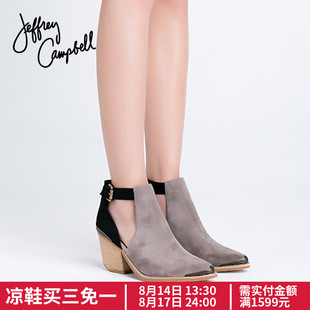 lv女皮帶圖片及價格 美國Jeffrey Campbell2020新品拼色皮帶扣鏤空短靴中跟高跟及裸靴 lv女