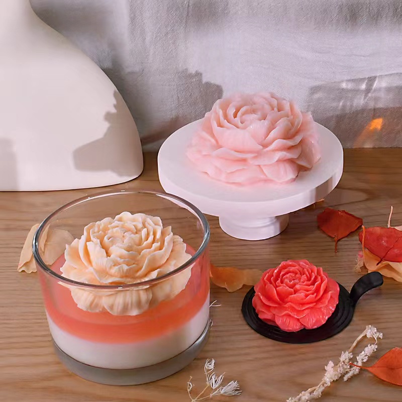 大号牡丹花慕斯蛋糕硅胶模具冰淇淋模自制香薰蜡烛石膏手工皂磨具