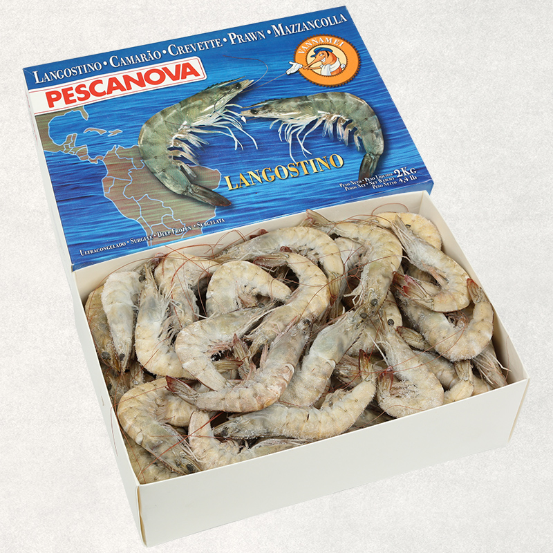 厄瓜多尔白虾南美对虾青虾50-60盐冻整4斤无冰