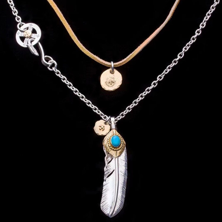 高桥吾郎goros上金松石特大羽右向项链吊坠