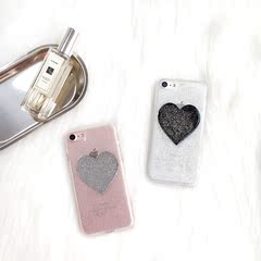 闪粉爱心 苹果6手机壳iPhone7/6s/plus创意个性透明硅胶韩国女款