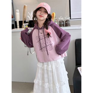 女大童春秋季洋气韩版卫衣套装小女孩时髦运动蛋糕裙子两件套衣服