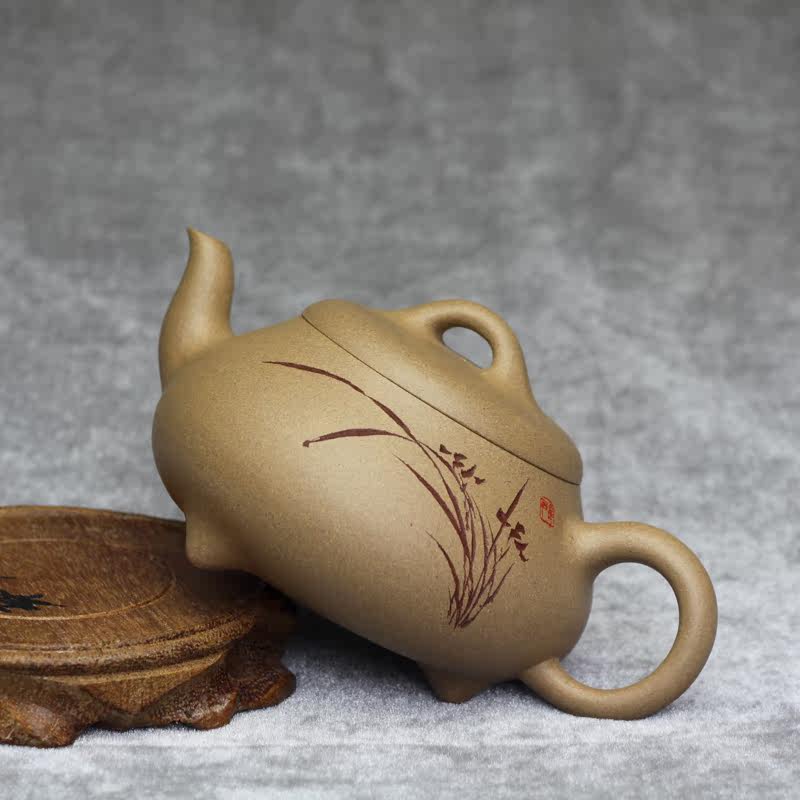 全手工 原矿极品段泥 国工张雪军 兰花刻绘 340ml