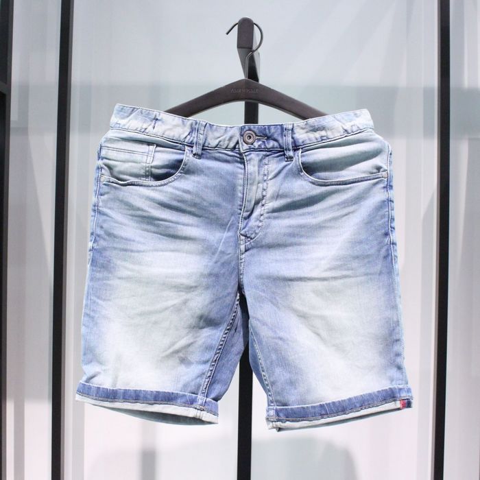 SELECTED思莱德青年流行薄款中腰夏季进口卷口休闲牛仔短裤五分裤