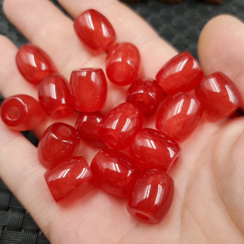 新款精美天然玉石红色石英岩玉路路通挂件鸡血红路路通吊坠项链坠