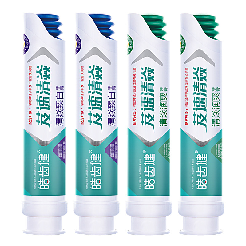 皓齿健泵式芨速清焱牙膏