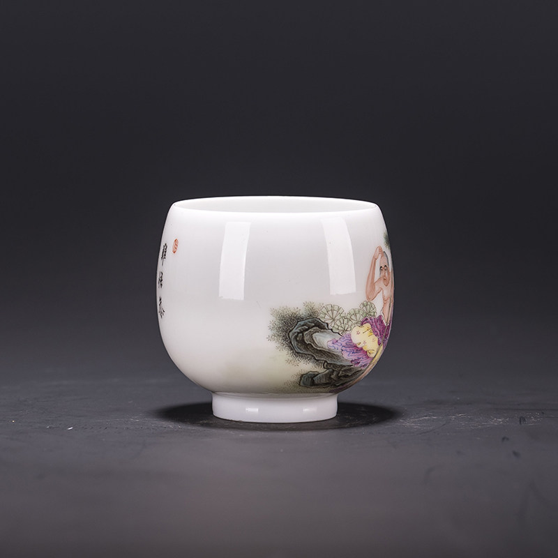 青年陶瓷艺术家 陈慕青作品 粉彩人物杯