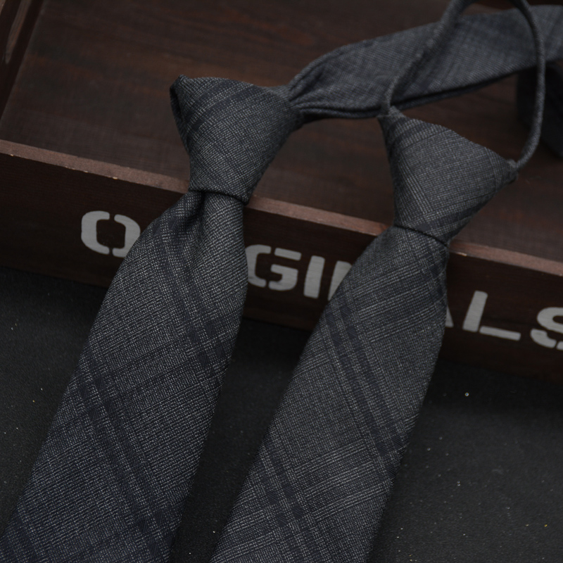 领带男正装韩版英伦商务绅士灰色格子7CM手打款懒人方便职业装潮