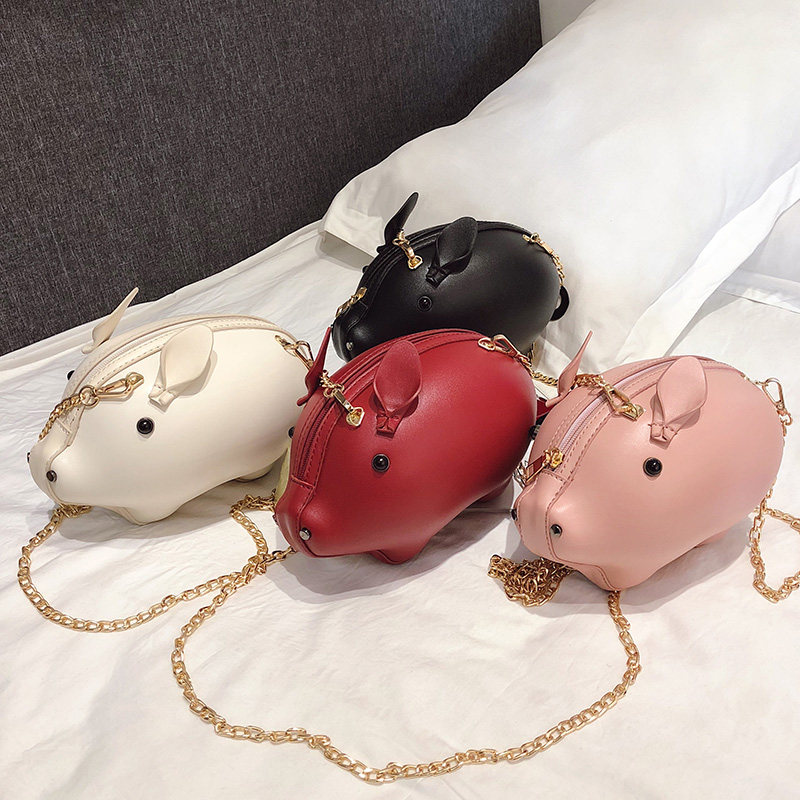 小猪包包女2019春新款链条猪猪包可爱卡通休闲百搭少女单肩斜挎包